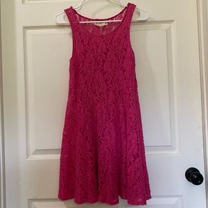 Free People dark pink lace dress and slip.